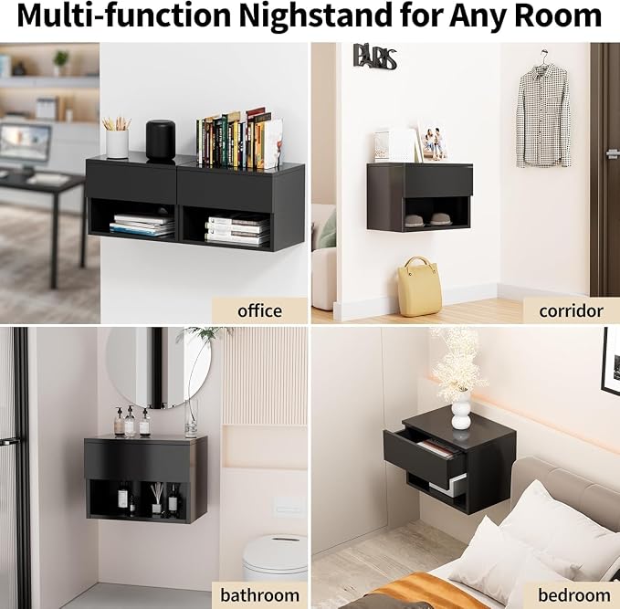 Floating Nightstand, Modern Wall Mounted Bedside Table - Image 6