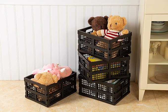 Eslite 16L Plastic Collapsible Storage Crates, Folding Crates Storage - Image 5