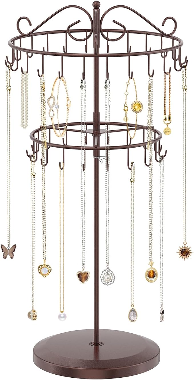 iDavosic.ly 2 Tier Rotating Necklace Holder Organizer by iDavosicly