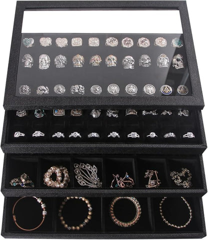 Julysky 4 Pcs/set Stackable Jewelry Organizer Trays - Image 7
