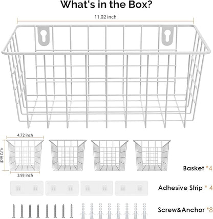 MaraFansie Hanging Kitchen Baskets Wire Storage Basket Adhesive and Screws - Image 5
