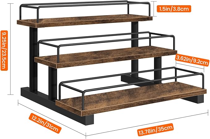 Homode Liquor Bottle Display Shelf, Coffee Syrup Rack Organizer, 3 Tier Wine - Image 3