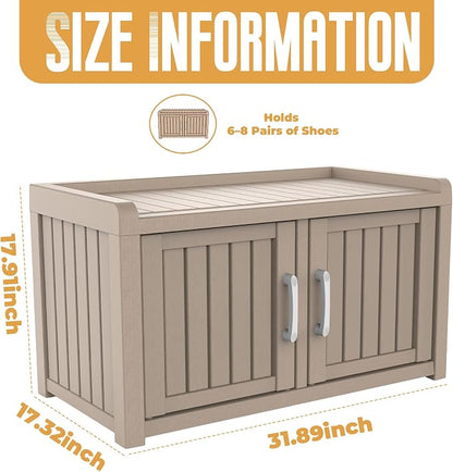 ROJIK Shoe Cabinet Waterproof UV-Resistant, Storage Bench Indoor Outdoor - Image 3