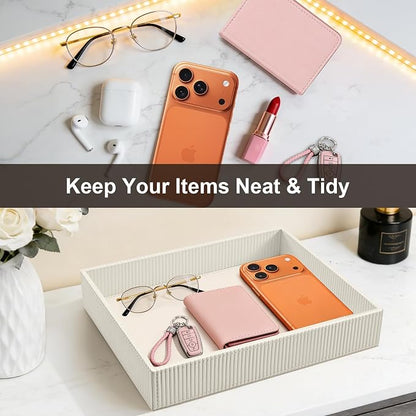 SITHON Valet Tray Desk Organizer, PU Leather Catchall Bedside Vanity Tray - Image 3