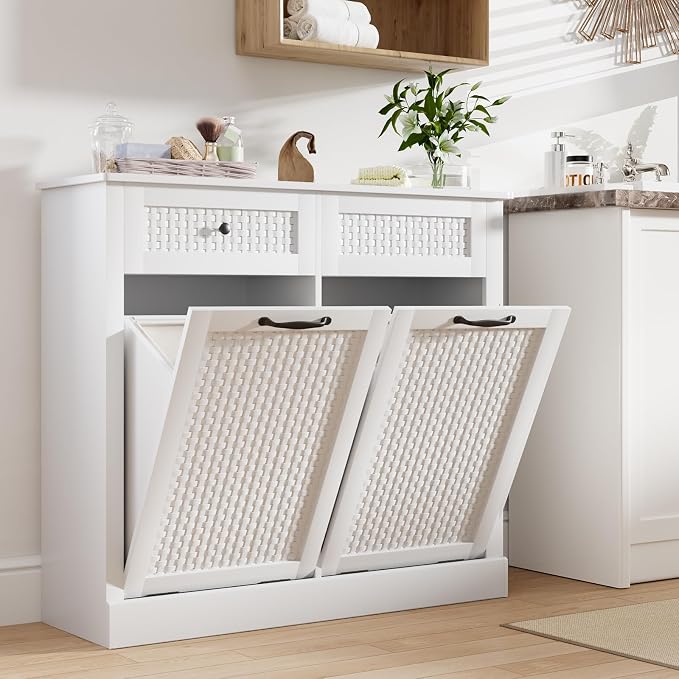 Double Tilt Out Laundry Hamper Cabinet, 10 Gallon Laundry Cabinet - Image 8