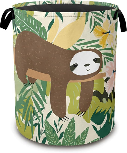 Laundry Hamper, Cute Funny Sloth Laundry Basket, Palm Leaf Waterproof Oxford by Unknown