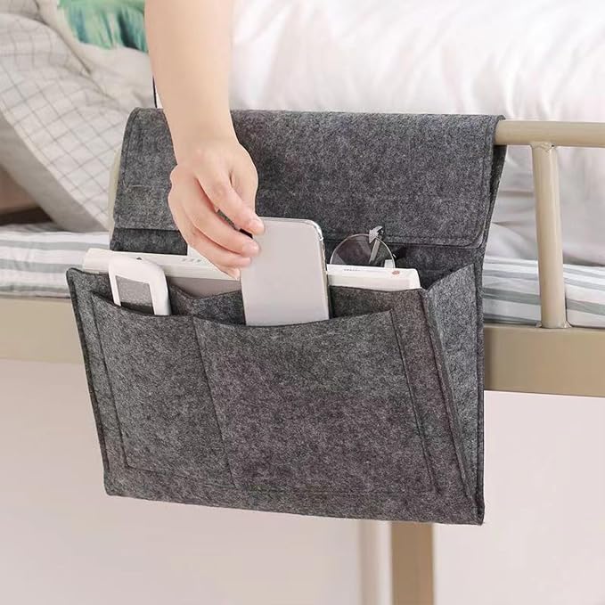 Bedside Caddy, 5 Pockets Felt Bedside Storage Organizer, Hanging Storage - Image 4