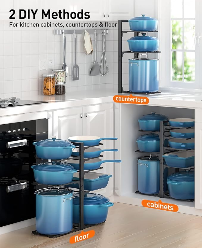 ORDORA Pots and Pans Organizer: under Cabinet, 20.8" Height Heavy Duty 120LBS - Image 5