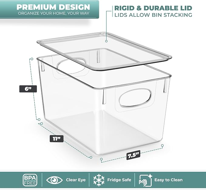 Sorbus Large Clear Plastic Bins - Image 2