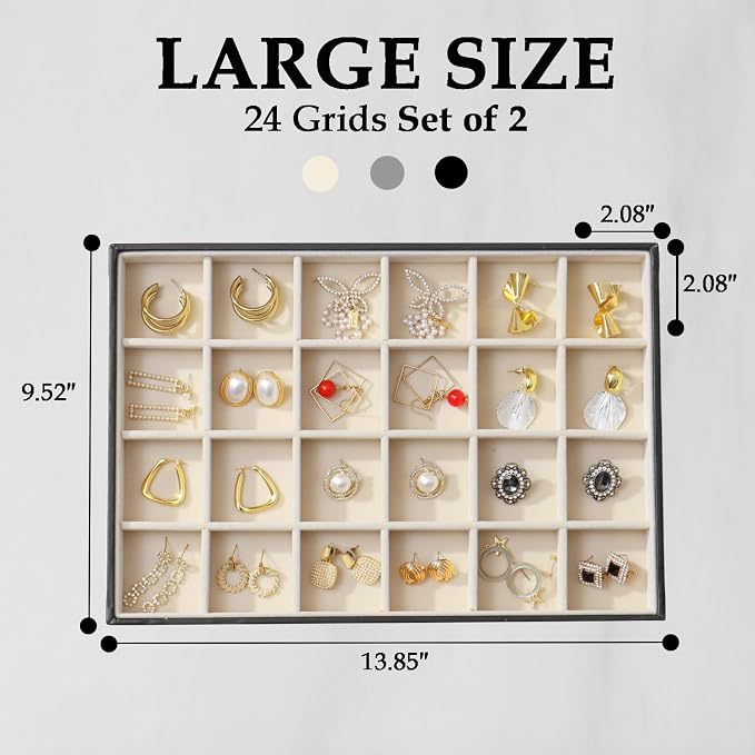 Large Jewelry Organizer Tray 2 Pack, Stackable Jewelry Storage Holder - Image 5