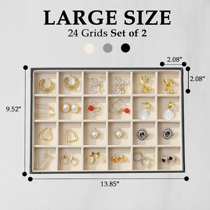 Large Jewelry Organizer Tray 2 Pack, Stackable Jewelry Storage Holder - Image 5