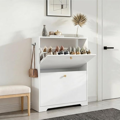 Nicetree Shoe Cabinet with 2 Flip Drawers, Modern Entryway Organizer, by Nicetree