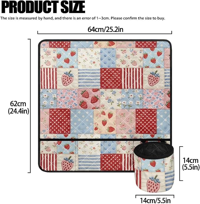 Strawberry Patchwork Sewing Machine Mat Sewing Machine Carrying Pad Reduce - Image 5