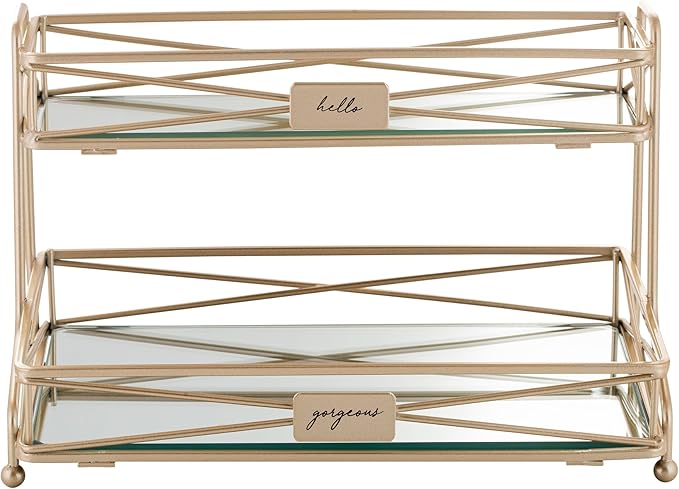 Home Details Satin Gold 2 Tier Vanity Tower by HomeDetails