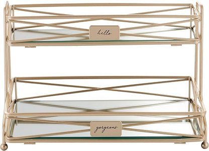 Home Details Satin Gold 2 Tier Vanity Tower by HomeDetails