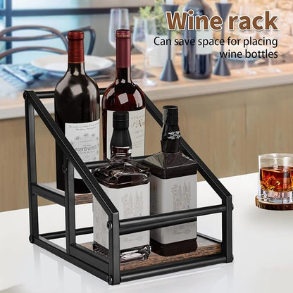 Coffee Syrup Rack Organizer, Liquor Bottle Display Shelf, 2-Tier 4 Bottle Stand - Image 8