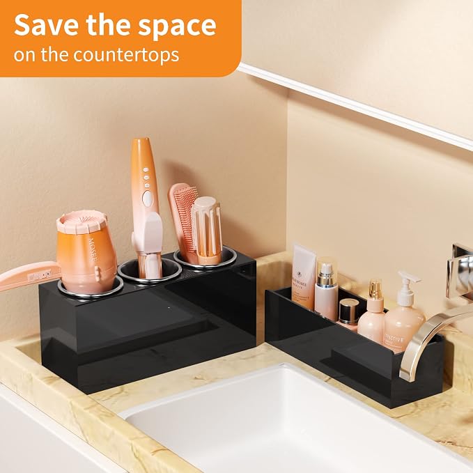 NIUBEE Hair Tool Organizer, Acrylic Hair Dryer and Styling Holder, Bathroom - Image 5