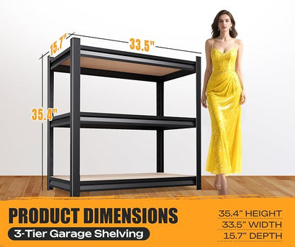 Set of 3 Garage Shelving Heavy Duty Storage Shelves, Metal Adjustable Shelving - Image 3