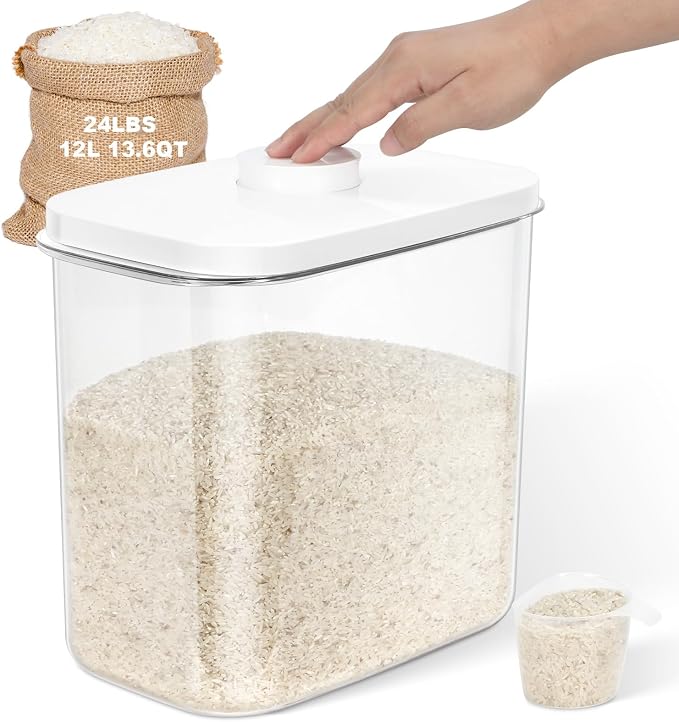 Rice & Flour Storage Container, Cereal Containers Storage, Dry Food Airtight by LEAWALK