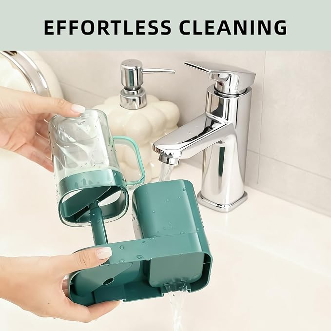 Toothbrush Holder with Cup/Cover Contains 2 Slots, Bathroom Counter Organizer - Image 5
