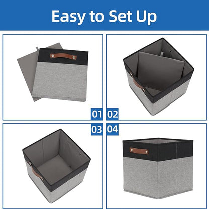 Temary Fabric Cube Storage Bins 12 Inch Decorative Storage Cubes Baskets 4 Pack - Image 7
