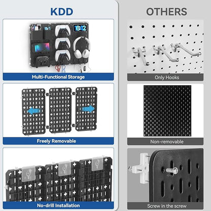 KDD 9 in 1 RGB Gaming Wall Organizer Peg Board - Image 5