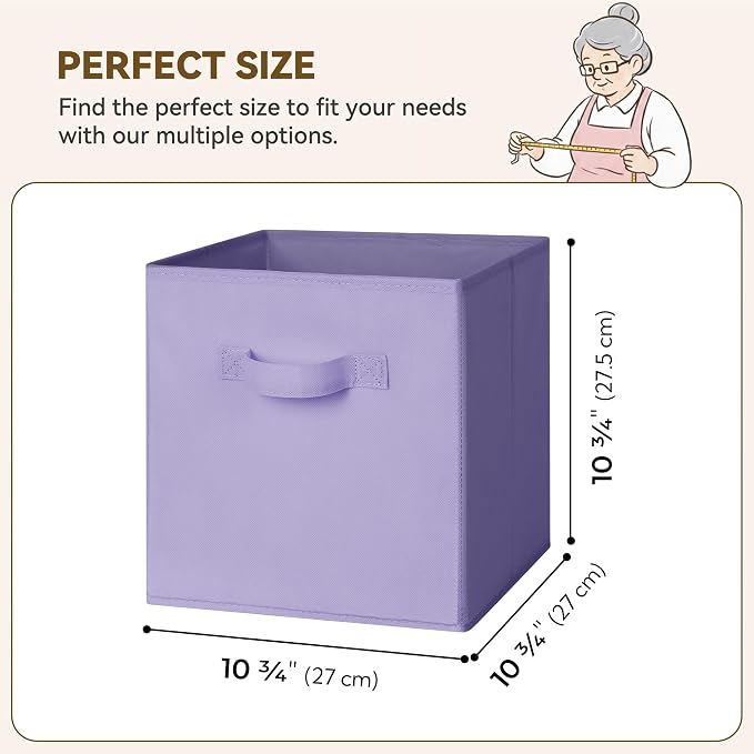 GRANNY SAYS 11 Inch Cube Storage Bins, Lavender Purple, Sturdy Handles - Image 3