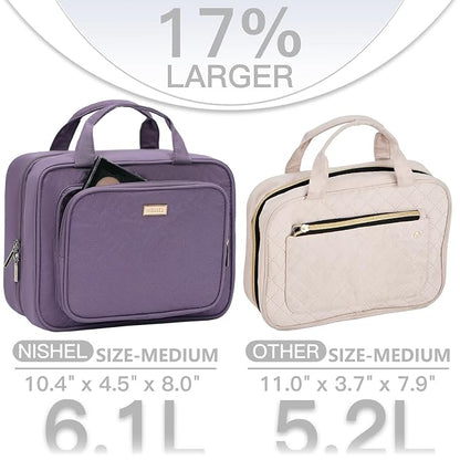NISHEL Travel Toiletry Bag for Women, Makeup Essentials Organizer, Hanging Case - Image 2