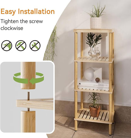 AmazerBath Bamboo Bathroom Shelf, 4-Tier Bathroom Storage Shelf, Space Saver - Image 4