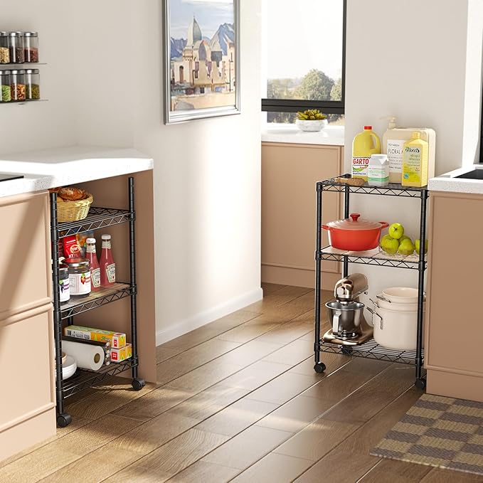 SINGAYE 3 Small Shelves Storage Shelf Wire Shelving Unit Metal Shelf Adjustable - Image 2
