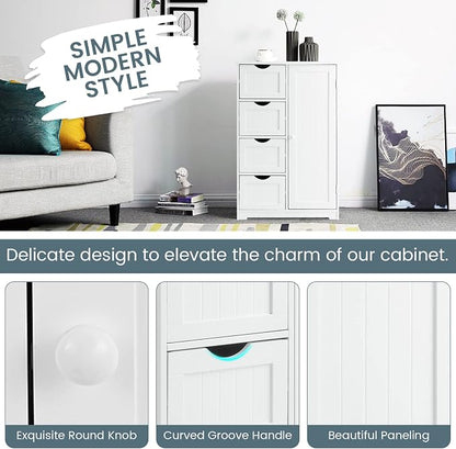 COSTWAY Bathroom Storage Cabinet, Wooden Storage Cupboard Organizer - Image 8