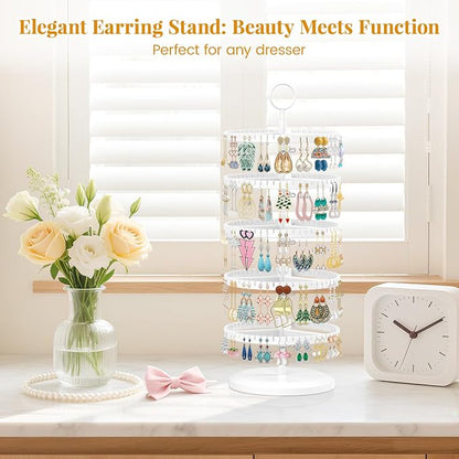 EsLuker.ly Earring Holder Organizer Rotating Stud Display Tree Rack, 5 Tier | - Image 7