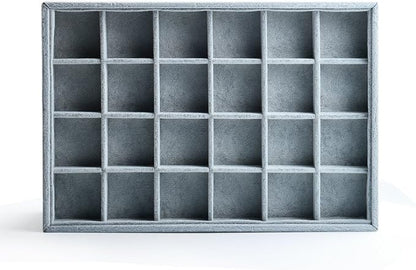Oirlv 24 Grid Ice Velvet Jewelry Drawer Organizer Tray Stackable Jewelry Trays - Image 3