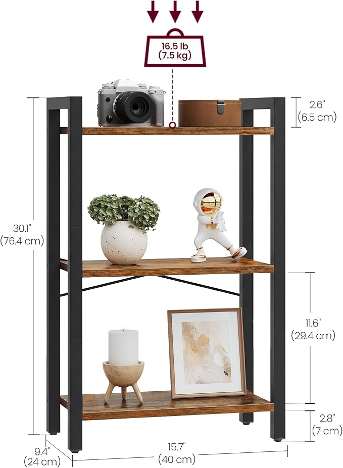 VASAGLE 3-Tier Bookshelf, Bookcase - Image 3