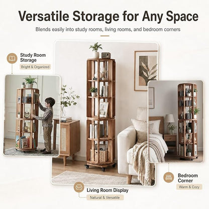 Larger Solid Wood Rotating Bookshelf Tower - Image 9
