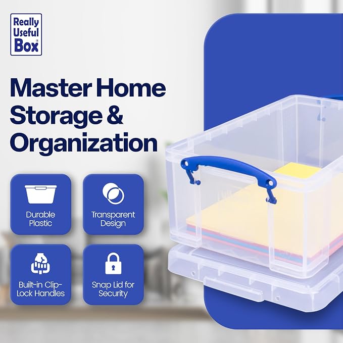 Really Useful Box 9 Liter Plastic Stackable Storage Container - Image 2