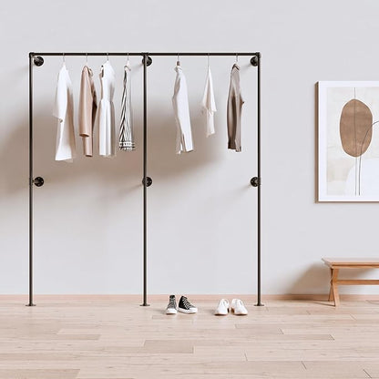 Industrial Pipe Clothing Rack, Heavy Duty Wall Mounted Clothes Rack, Retail by Anynice