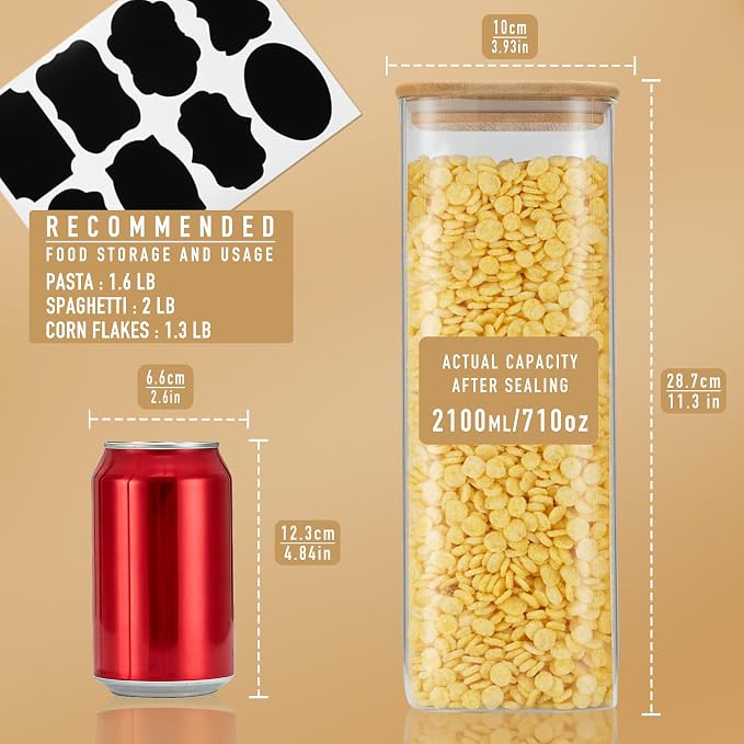 D2scrma 71oz Glass Square Storage Containers - Image 2
