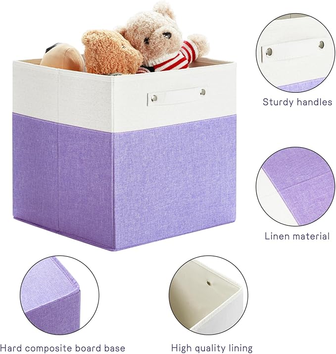 FinishingBo 13x13x13 Storage Cube Bins 4 Pack, Cube Shelf Baskets | Foldable - Image 6