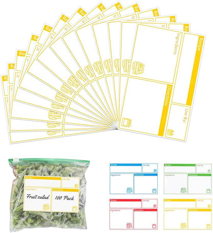 100pcs Labels for Freezer Bags Freezer Meal Labels by SHIQIKEJIPTY