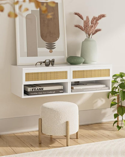 Small Modern Nightstand with Drawer, Floating Shelves - Image 8