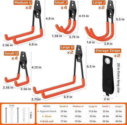 16 Pack Garage Hooks with Anti-Slip Coating Heavy Duty Wall Mount Hooks - Image 2