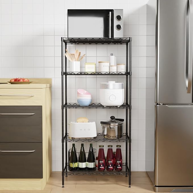 PayLessHere | 5-Tier Wire Shelf | 21"x11"x48" | Black | Adjustable Racks | - Image 2