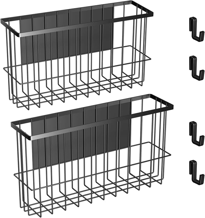 2 Pack Magnetic Wire Storage Baskets, Metal Strong Magnet Hanging Wire Storage by Jeyoon