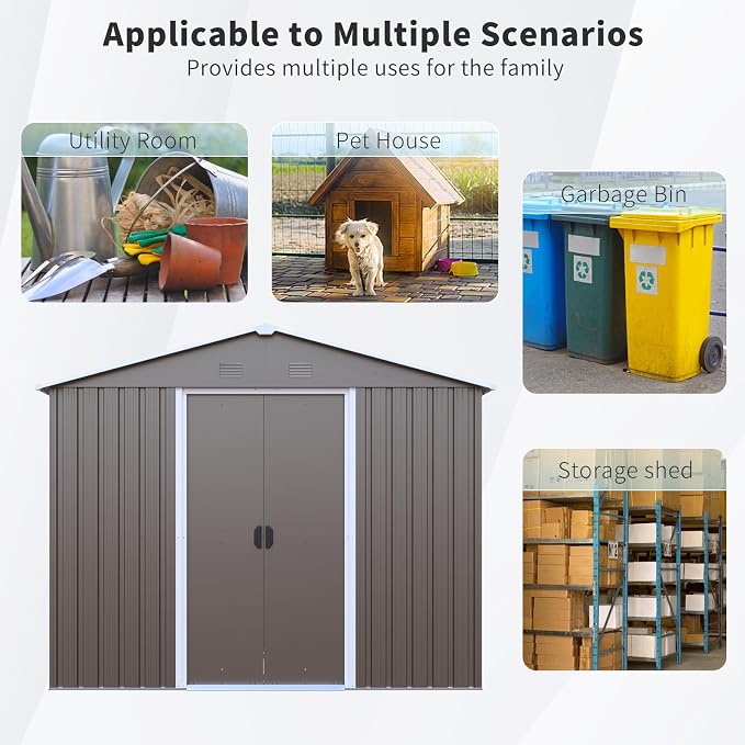 Outdoor Metal Storage Shed Window Ventilation Foundation Frame Waterproof - Image 7