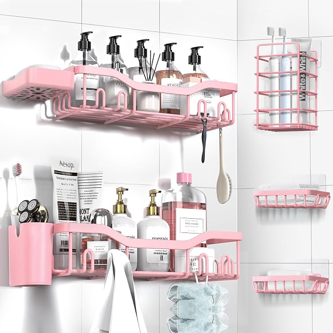 Shower Caddy Adhesive Shower Organizer 7-Pack, Rustproof Stainless Steel by OrganizeYourHomeEssentials