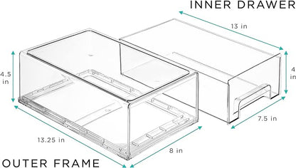 Sorbus Medium Clear Storage Drawers – Stackable Organizer Drawers - Image 4