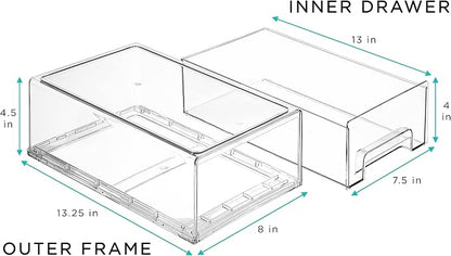 Sorbus Medium Clear Stackable Storage Drawers – 6-Pack Plastic Organizer Bins - Image 3