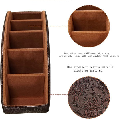 Leather Remote Control Holder TV Remote Caddy Store Box, Bedside Table Organizer - Image 3