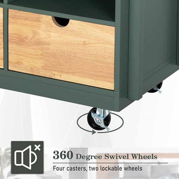 PHI VILLA Kitchen Island Cart on Wheels - Image 3